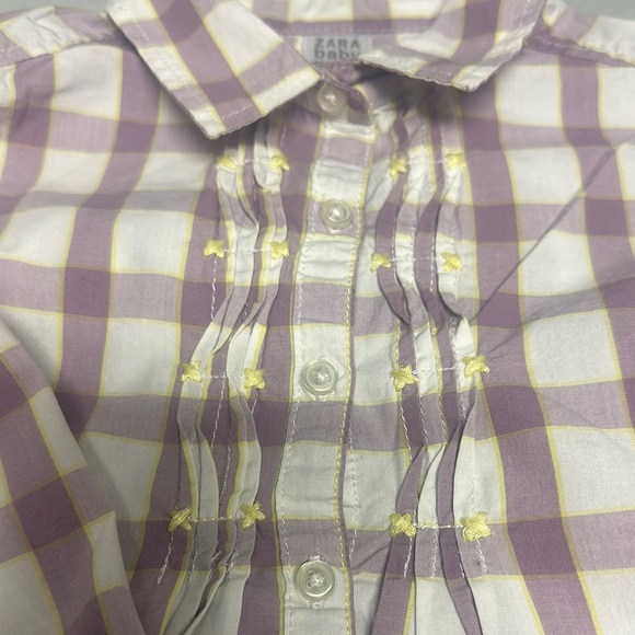 Zara Purple and White Button Down Shirt Casual Cotton Blend - Picture 3 of 5